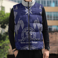 Personalised Queen Salote College Centenary Sleeveless Puffer Jacket Tongan Kupesi Pattern - Polynesian Pride