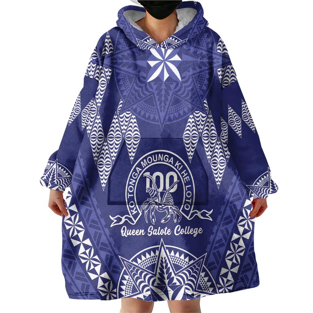 Personalised Queen Salote College Centenary Wearable Blanket Hoodie Tongan Kupesi Pattern - Polynesian Pride
