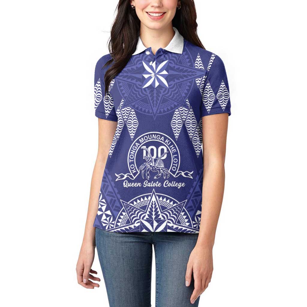 Personalised Queen Salote College Centenary Women Polo Shirt Tongan Kupesi Pattern - Polynesian Pride