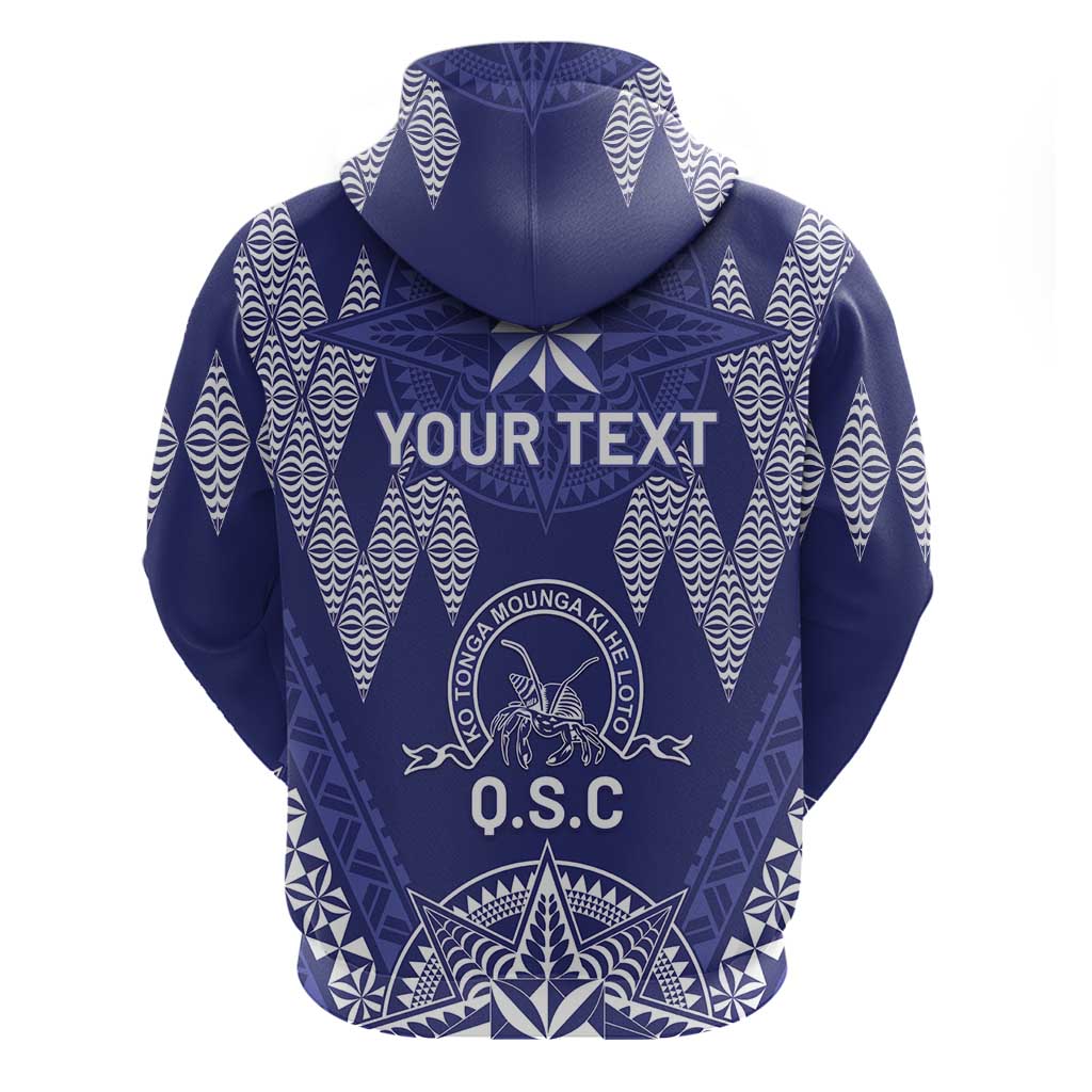 Personalised Queen Salote College Centenary Zip Hoodie Tongan Kupesi Pattern - Polynesian Pride