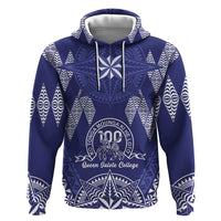 Personalised Queen Salote College Centenary Zip Hoodie Tongan Kupesi Pattern - Polynesian Pride