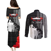 Pearl Harbor Remembrance Day Couples Matching Puletasi Dress and Long Sleeve Button Shirt USS Arizona In Memory With Polynesian Pattern LT05 - Polynesian Pride