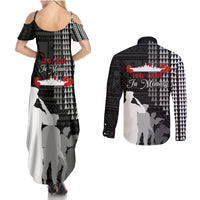 Pearl Harbor Remembrance Day Couples Matching Summer Maxi Dress and Long Sleeve Button Shirt USS Arizona In Memory With Polynesian Pattern LT05 - Polynesian Pride