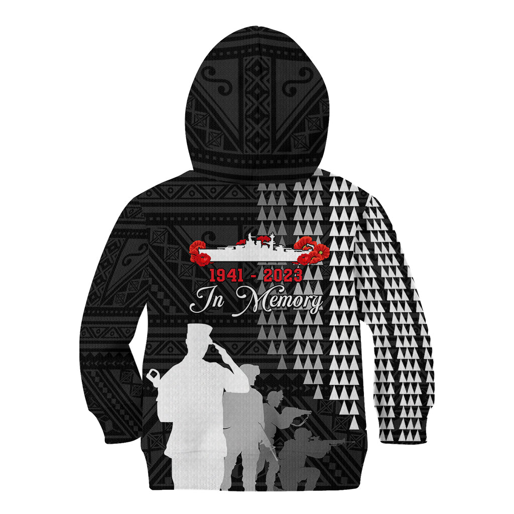 Pearl Harbor Remembrance Day Kid Hoodie USS Arizona In Memory With Polynesian Pattern LT05 - Polynesian Pride