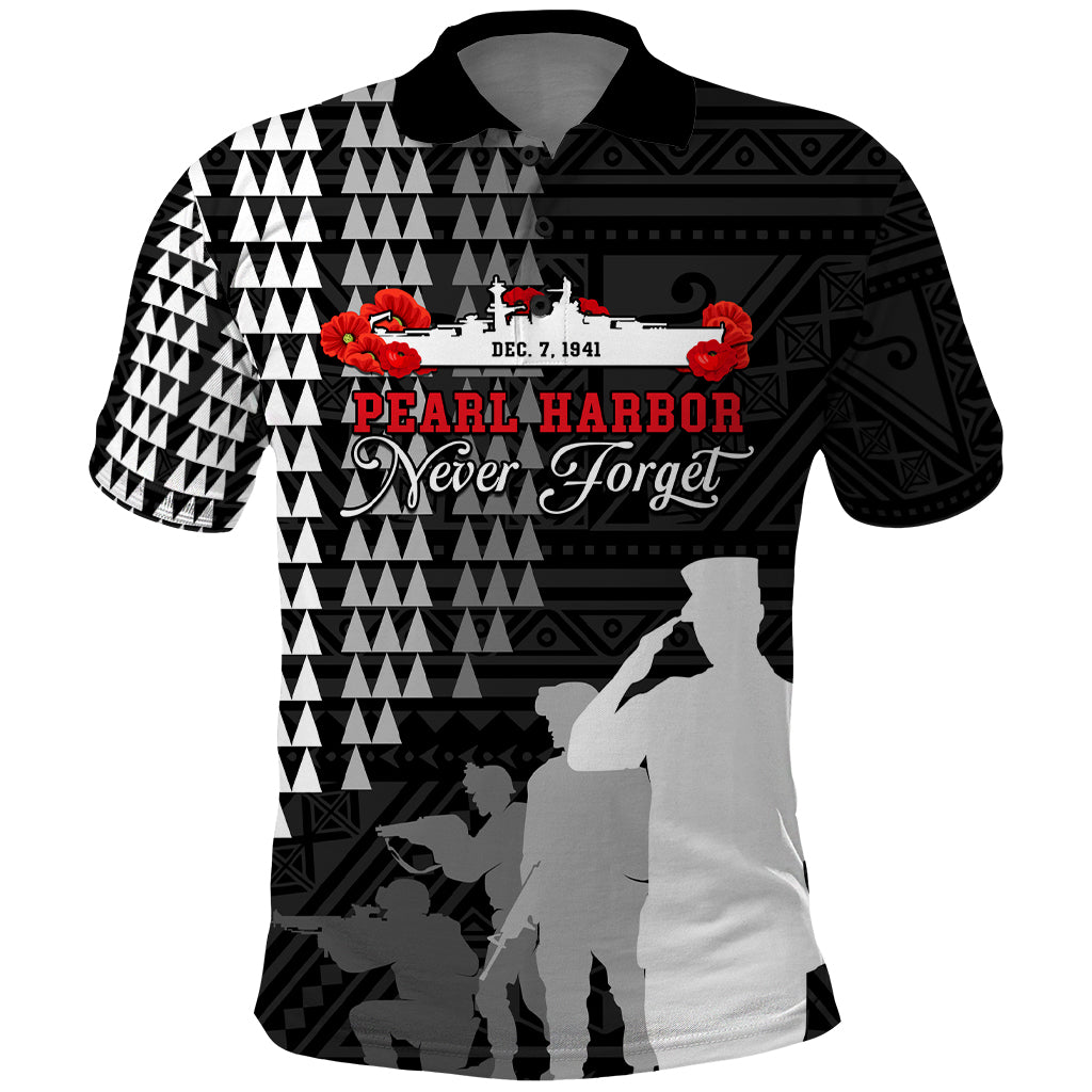 Pearl Harbor Remembrance Day Polo Shirt USS Arizona In Memory With Polynesian Pattern LT05 Black - Polynesian Pride