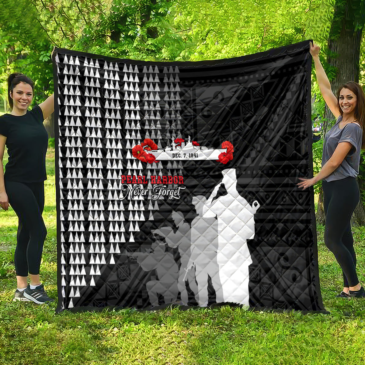 Pearl Harbor Remembrance Day Quilt USS Arizona In Memory With Polynesian Pattern LT05 - Polynesian Pride