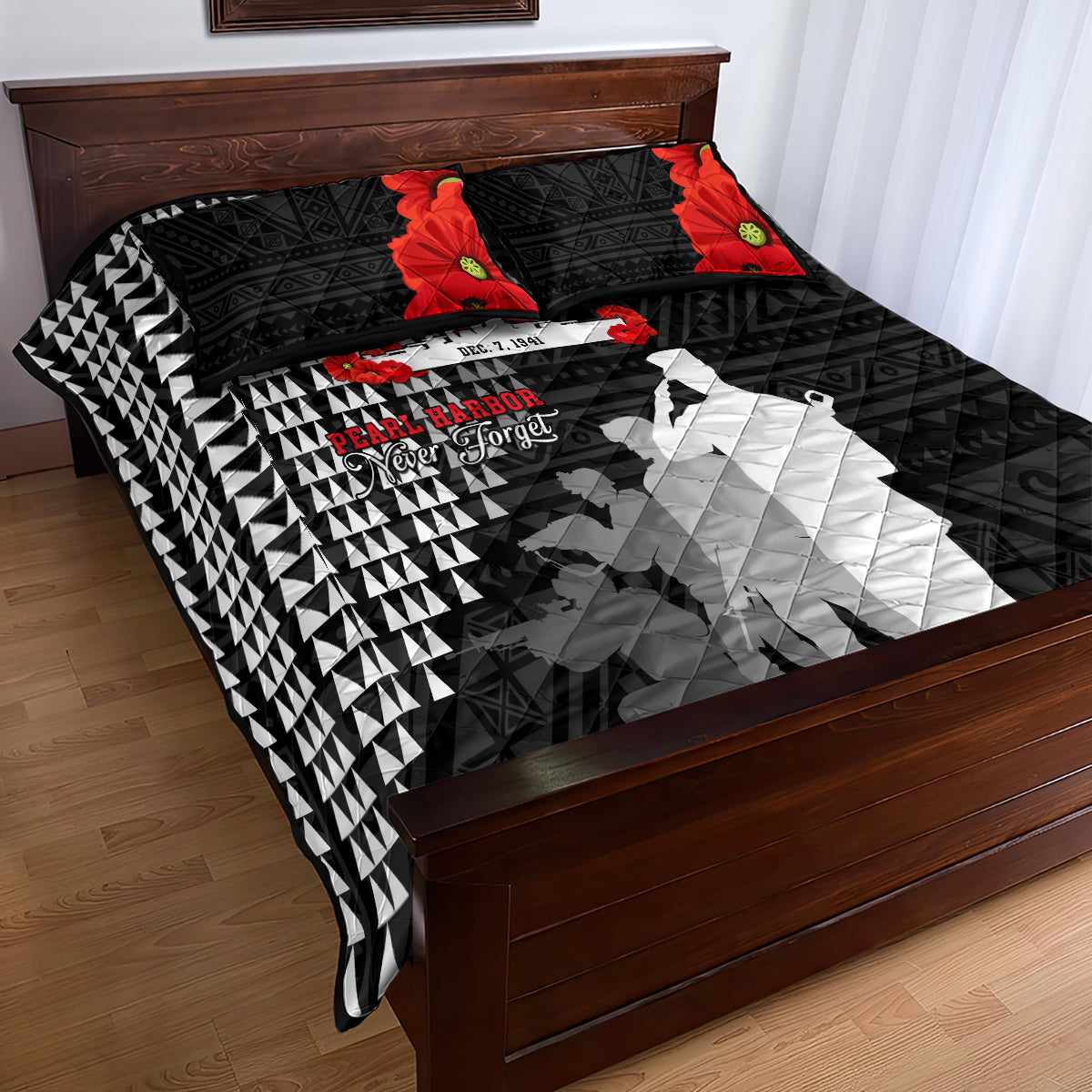 Pearl Harbor Remembrance Day Quilt Bed Set USS Arizona In Memory With Polynesian Pattern LT05 - Polynesian Pride