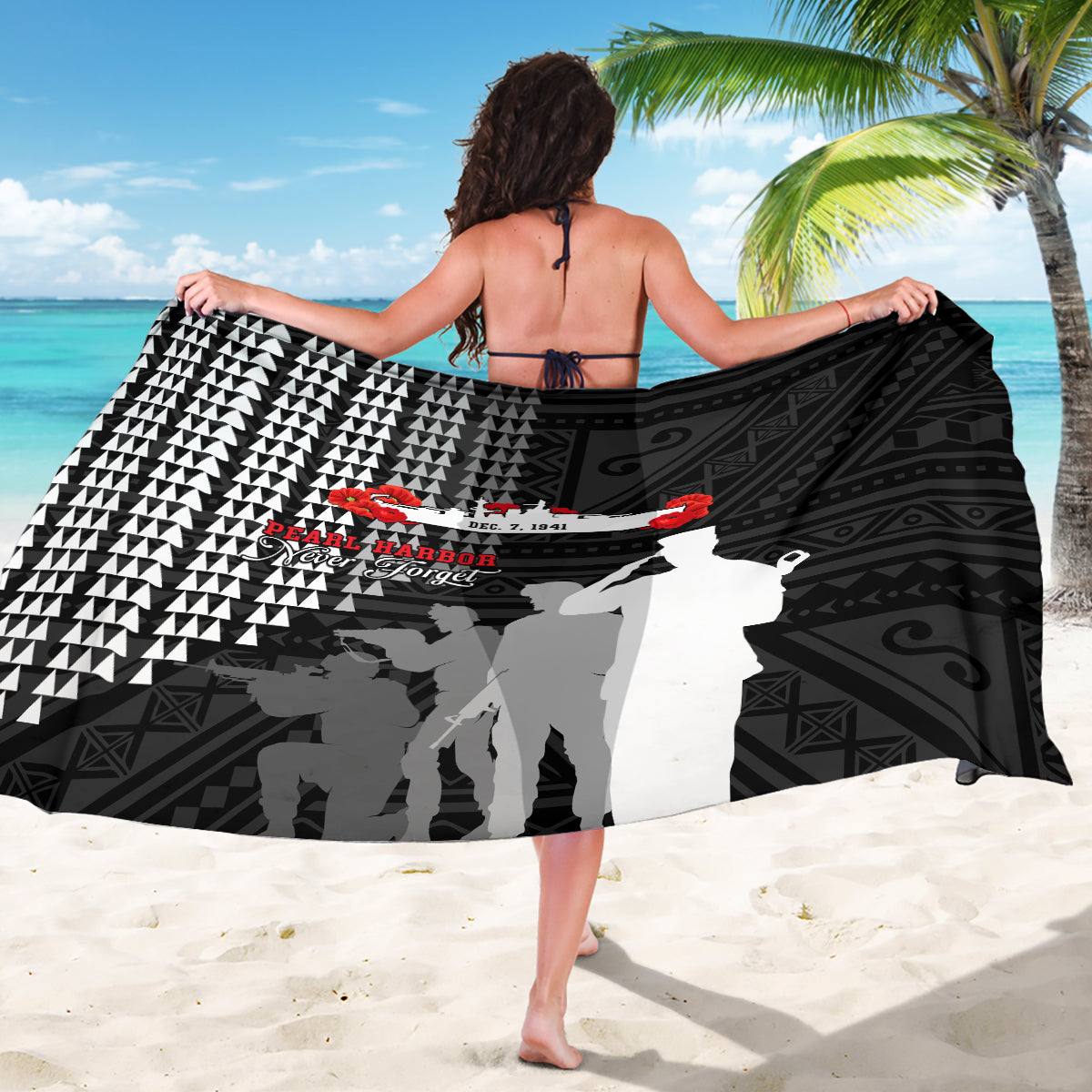 Pearl Harbor Remembrance Day Sarong USS Arizona In Memory With Polynesian Pattern LT05 - Polynesian Pride