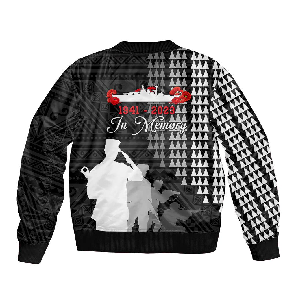 Pearl Harbor Remembrance Day Sleeve Zip Bomber Jacket USS Arizona In Memory With Polynesian Pattern LT05 - Polynesian Pride