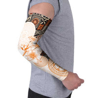 Fiji Arm Sleeves Masi Tapa Pattern Brown - Polynesian Pride