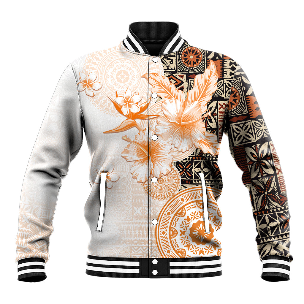 Fiji Baseball Jacket Masi Tapa Pattern Brown LT05 Unisex Brown - Polynesian Pride
