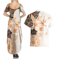 Fiji Couples Matching Summer Maxi Dress and Hawaiian Shirt Masi Tapa Pattern Brown LT05 - Polynesian Pride