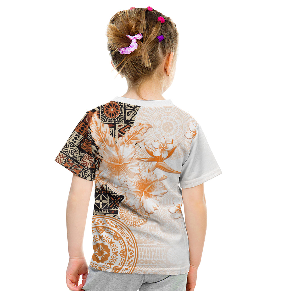 Fiji Kid T Shirt Masi Tapa Pattern Brown LT05 - Polynesian Pride