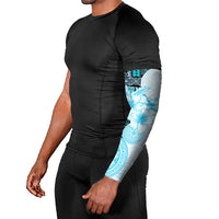 Fiji Arm Sleeves Masi Tapa Pattern Blue - Polynesian Pride