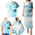 Fiji Family Matching Puletasi Dress and Hawaiian Shirt Masi Tapa Pattern Blue LT05 - Polynesian Pride