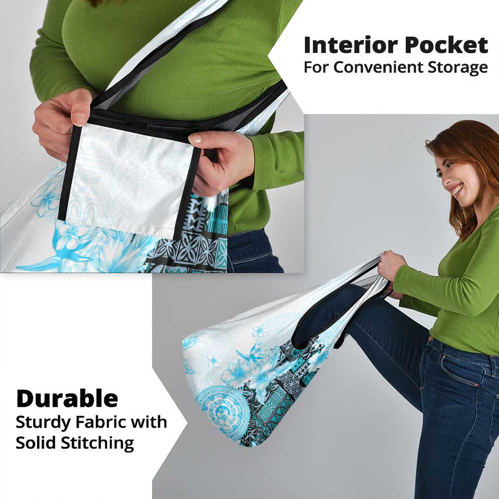 Fiji Grocery Bag Masi Tapa Pattern Blue