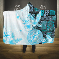 Fiji Hooded Blanket Masi Tapa Pattern Blue LT05 One Size Blue - Polynesian Pride