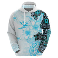 Fiji Hoodie Masi Tapa Pattern Blue LT05 - Polynesian Pride