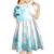 Fiji Kid Short Sleeve Dress Masi Tapa Pattern Blue LT05 - Polynesian Pride