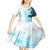 Fiji Kid Short Sleeve Dress Masi Tapa Pattern Blue LT05 - Polynesian Pride