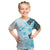 Fiji Kid T Shirt Masi Tapa Pattern Blue LT05 Blue - Polynesian Pride