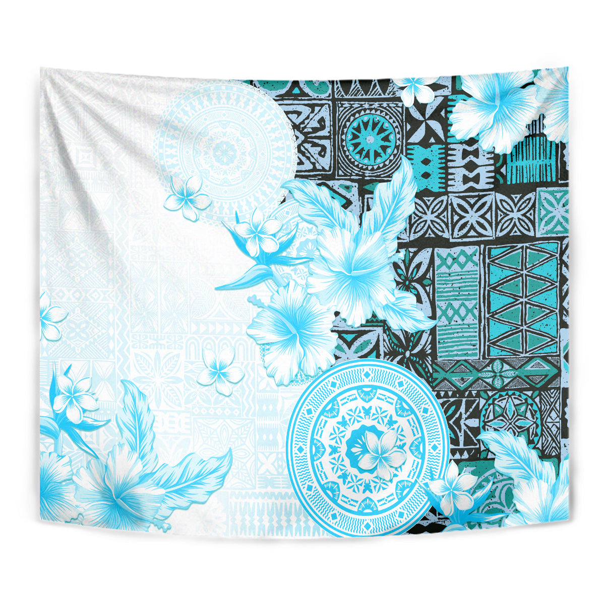 Fiji Tapestry Masi Tapa Pattern Blue LT05 - Polynesian Pride