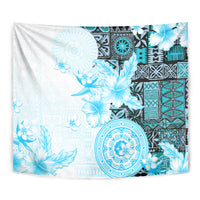 Fiji Tapestry Masi Tapa Pattern Blue LT05 - Polynesian Pride