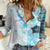 Fiji Women Casual Shirt Masi Tapa Pattern Blue LT05 Female Blue - Polynesian Pride