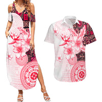 Fiji Couples Matching Summer Maxi Dress and Hawaiian Shirt Masi Tapa Pattern Red LT05 Red - Polynesian Pride