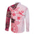Fiji Long Sleeve Button Shirt Masi Tapa Pattern Red LT05 - Polynesian Pride