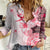 Fiji Women Casual Shirt Masi Tapa Pattern Red LT05 Female Red - Polynesian Pride