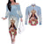 Guam Patroness Couples Matching Off The Shoulder Long Sleeve Dress and Long Sleeve Button Shirt The Legend Santa Marian Kamalen