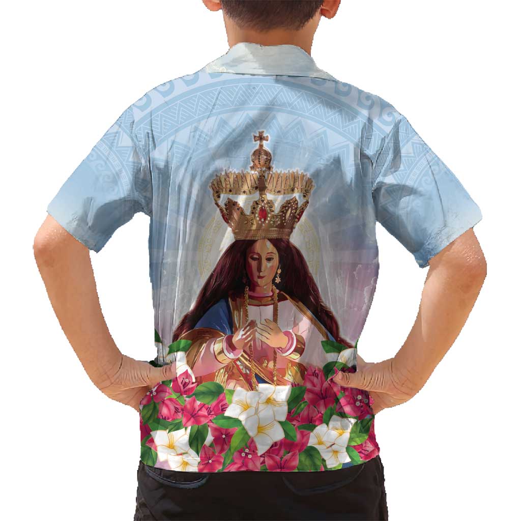 Guam Patroness Family Matching Tank Maxi Dress and Hawaiian Shirt The Legend Santa Marian Kamalen LT05 - Polynesian Pride