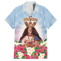 Guam Patroness Family Matching Tank Maxi Dress and Hawaiian Shirt The Legend Santa Marian Kamalen LT05 Dad's Shirt - Short Sleeve Blue - Polynesian Pride