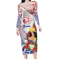 Happy Guam Santa Marian Kamalen Day Family Matching Long Sleeve Bodycon Dress and Hawaiian Shirt