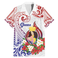 Happy Guam Santa Marian Kamalen Day Family Matching Mermaid Dress and Hawaiian Shirt LT05 Dad's Shirt - Short Sleeve White - Polynesian Pride