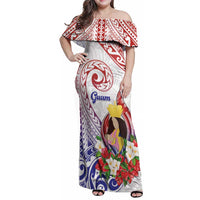 Happy Guam Santa Marian Kamalen Day Family Matching Off Shoulder Maxi Dress and Hawaiian Shirt