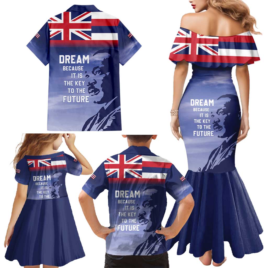 Hawaii MLK Day Family Matching Mermaid Dress and Hawaiian Shirt