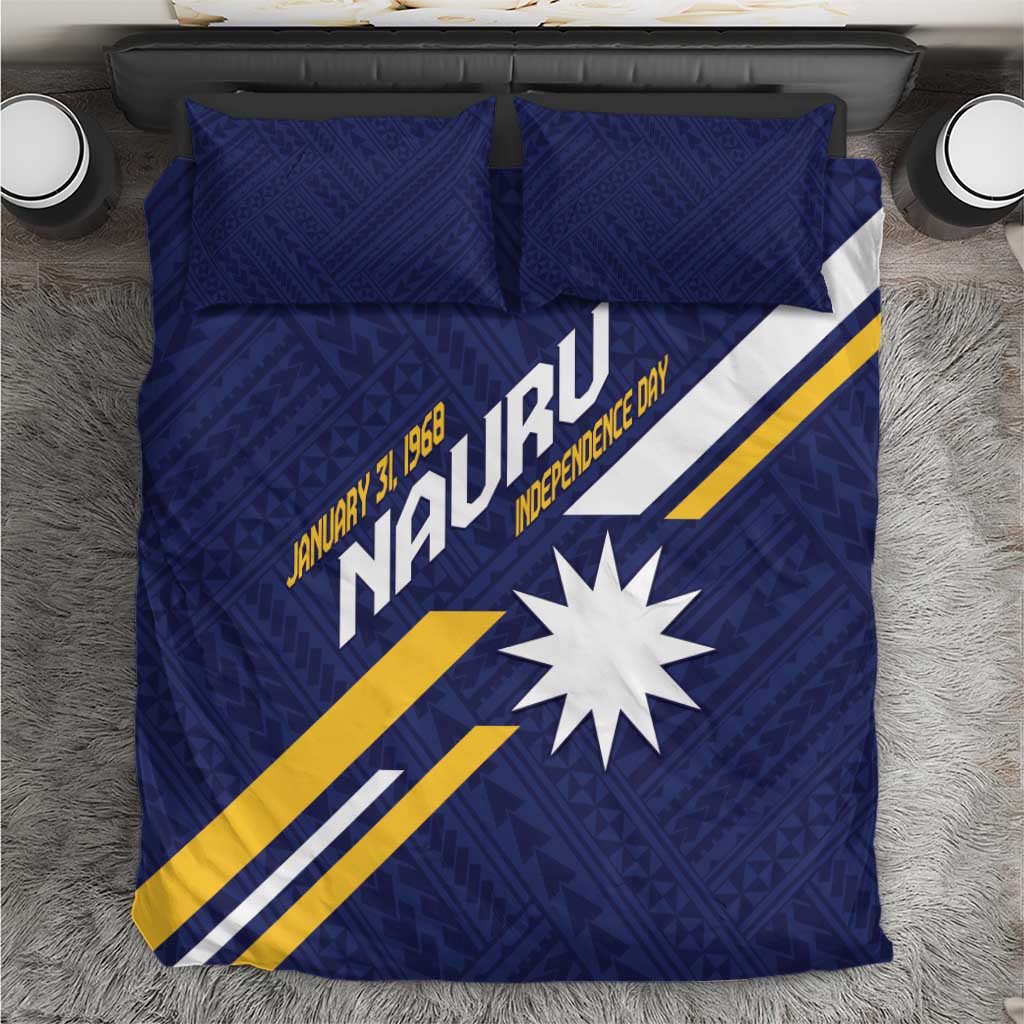 Happy Nauru Independence Day Bedding Set Polynesian Pattern LT05 Blue - Polynesian Pride