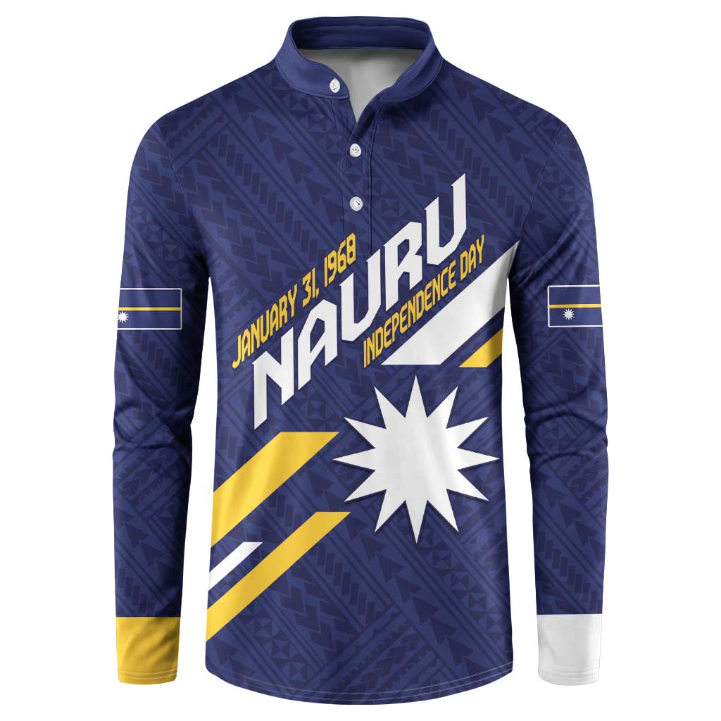 Personalised Happy Nauru Independence Day Button Sweatshirt Polynesian Pattern LT05 Blue - Polynesian Pride