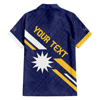 Personalised Happy Nauru Independence Day Family Matching Off Shoulder Maxi Dress and Hawaiian Shirt Polynesian Pattern