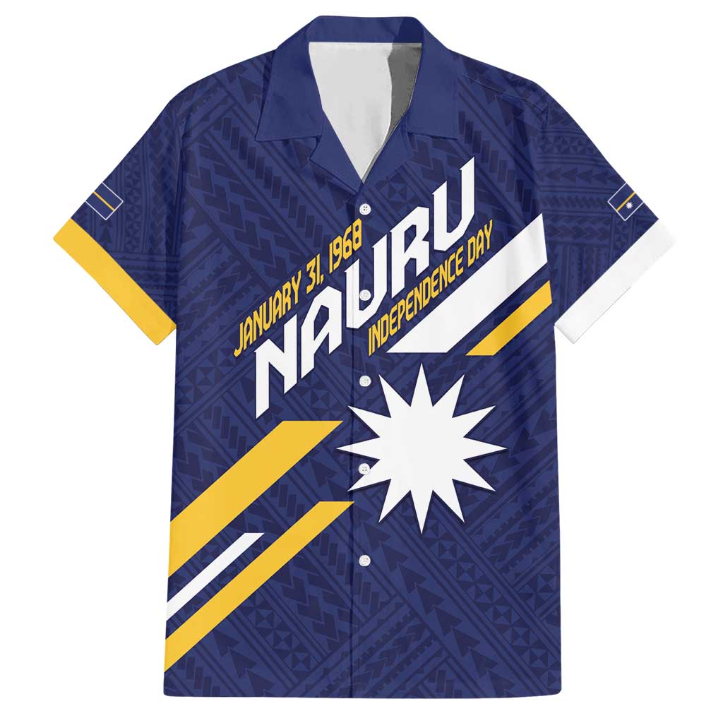 Personalised Happy Nauru Independence Day Hawaiian Shirt Polynesian Pattern LT05 Blue - Polynesian Pride