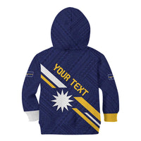 Personalised Happy Nauru Independence Day Kid Hoodie Polynesian Pattern