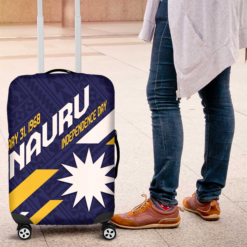 Happy Nauru Independence Day Luggage Cover Polynesian Pattern LT05 Blue - Polynesian Pride