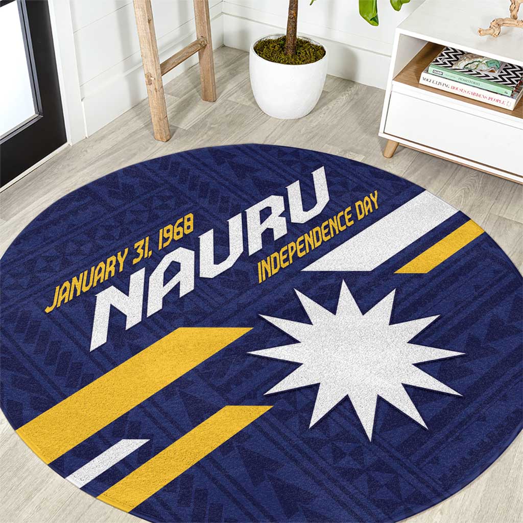 Happy Nauru Independence Day Round Carpet Polynesian Pattern LT05 Blue - Polynesian Pride