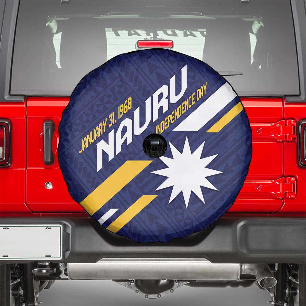 Happy Nauru Independence Day Spare Tire Cover Polynesian Pattern