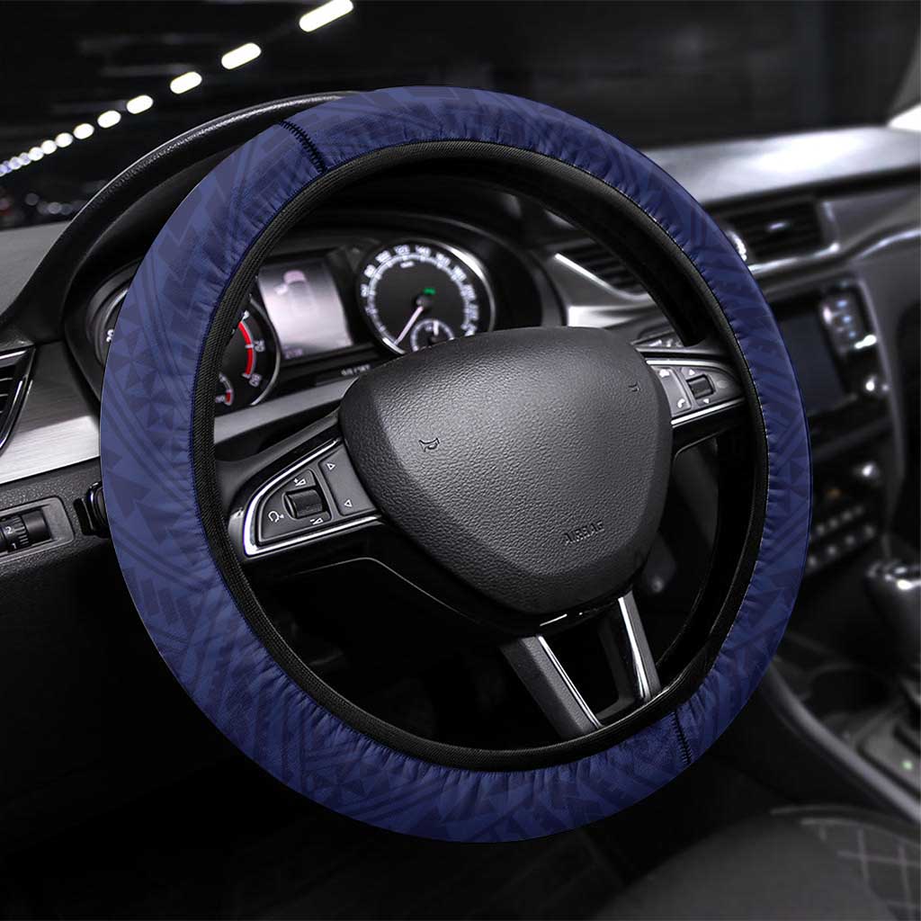 Happy Nauru Independence Day Steering Wheel Cover Polynesian Pattern LT05 Universal Fit Blue - Polynesian Pride