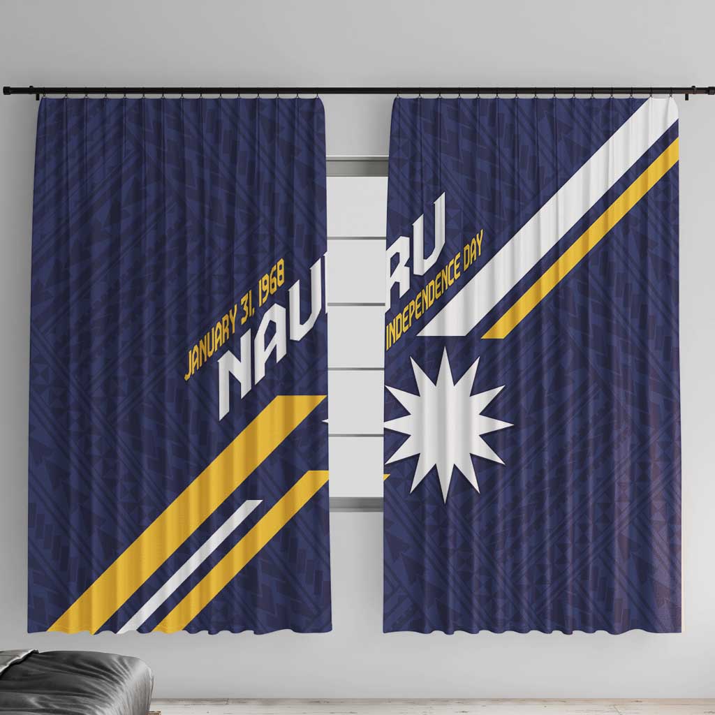 Happy Nauru Independence Day Window Curtain Polynesian Pattern LT05 With Hooks Blue - Polynesian Pride