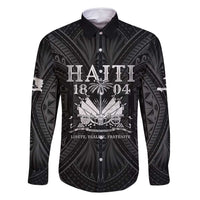 Haiti 1804 Family Matching Long Sleeve Bodycon Dress and Hawaiian Shirt Polynesian Silver Neg Maron