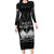 Haiti 1804 Family Matching Long Sleeve Bodycon Dress and Hawaiian Shirt Polynesian Silver Neg Maron